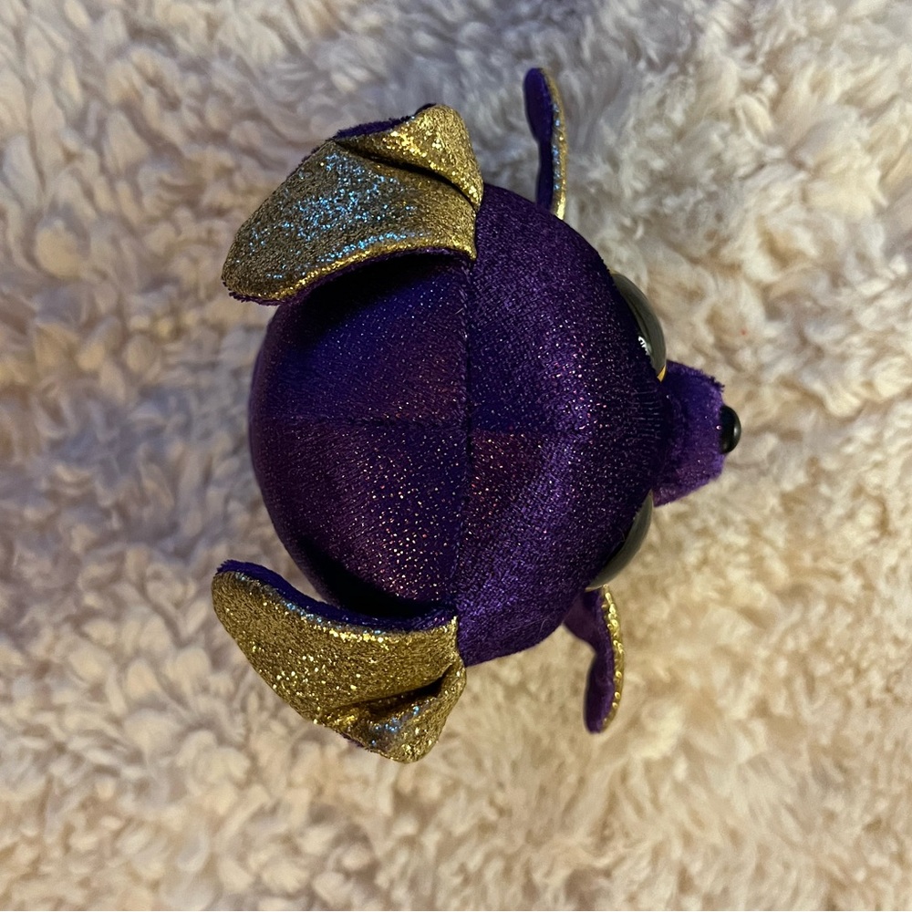 Ty Beanie Boos “Count” Sparkly Purple Bat with Gold Wings - Picture 8 of 8